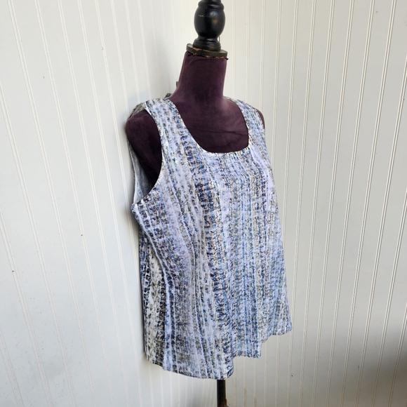 Chico's Multicolored Polyester Saharan Weave Sequin Soft Tank Top Size 2 LARGE - Picture 2 of 9